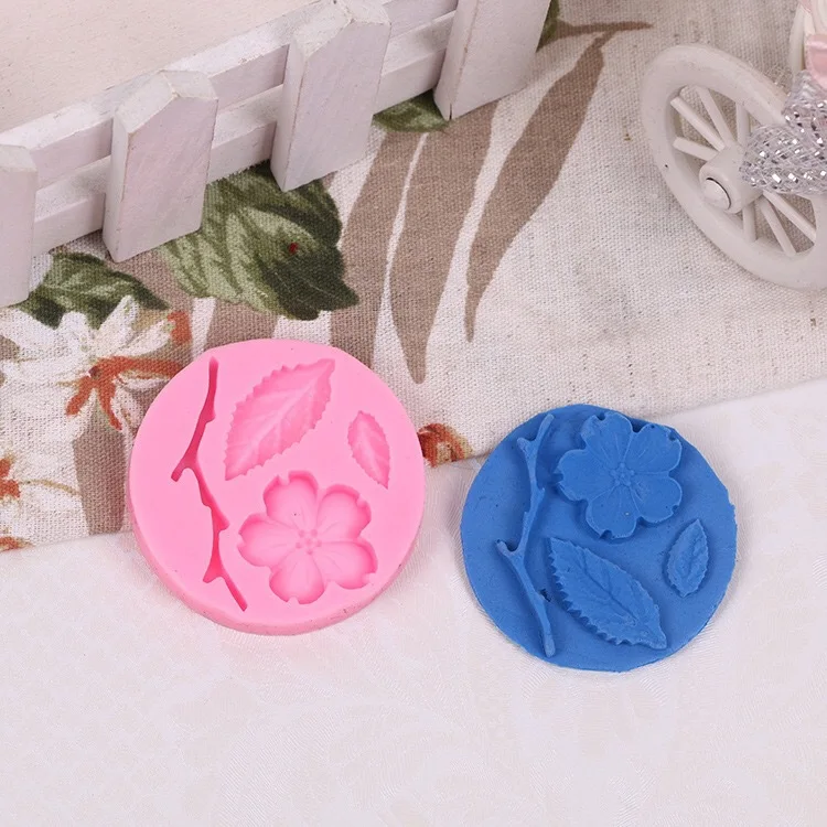 1PC Silicone Fondant Cake Mold Plum Blossom Branch Leaves Chocolate Sugar Mould Cookie Cutter DIY Decorating Tool LB 489 | Дом и сад