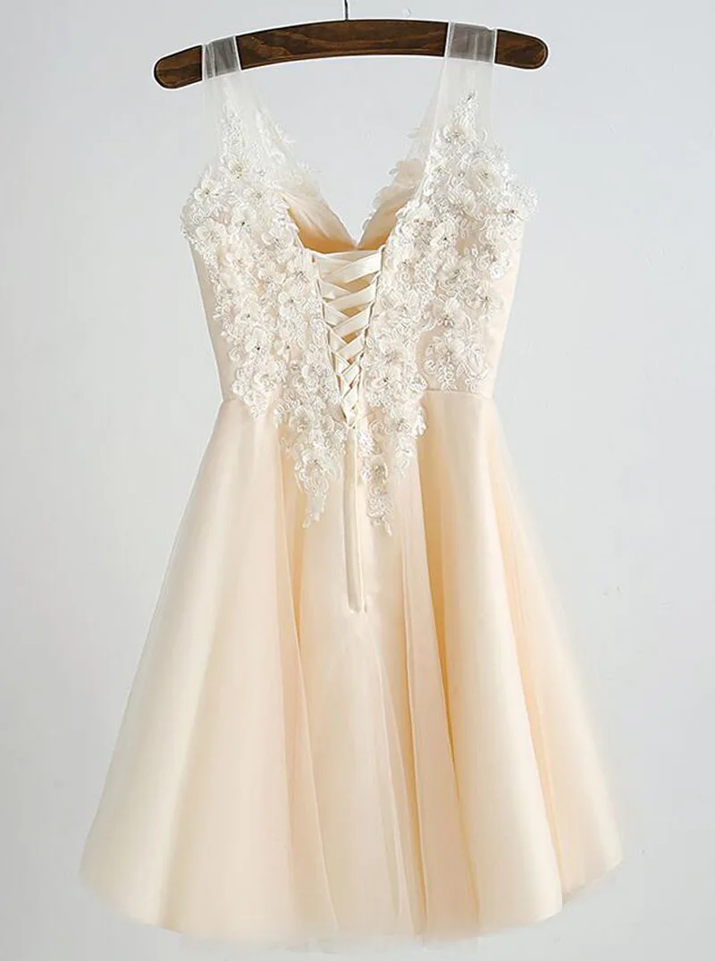 TX014 Настоящее Тюль Милая Короткие Кружева Аппликации Homecoming Платья Vestido де Formatura