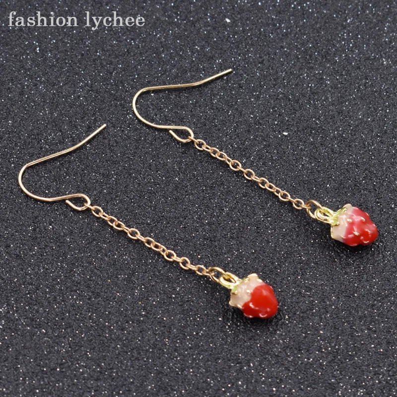 Модные милые длинные висячие серьги lychee с фруктовым принтом ананасовые грибы