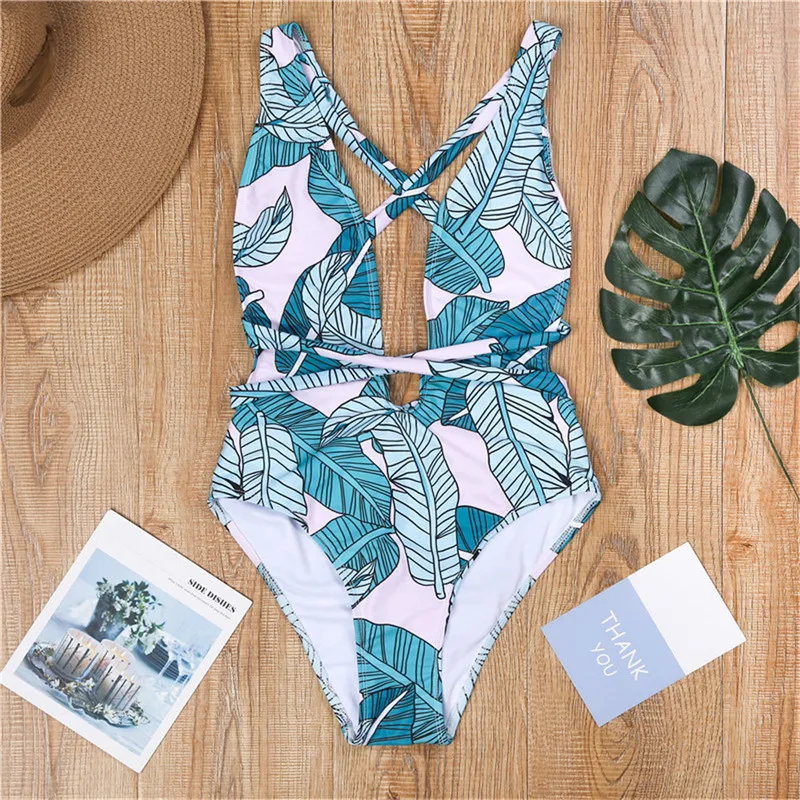 Женский купальник с цветочным принтом SAKKUS купальный костюм глубоким v образным