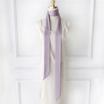 light purple Luna& Dolphin, женский длинный шарф, 200*5 см, сплошной цвет, шифон, шелковые шарфы, резина, красный галстук, шарфы, черная повязка на голову, сумка, лента, чокер - Цвет: light purple