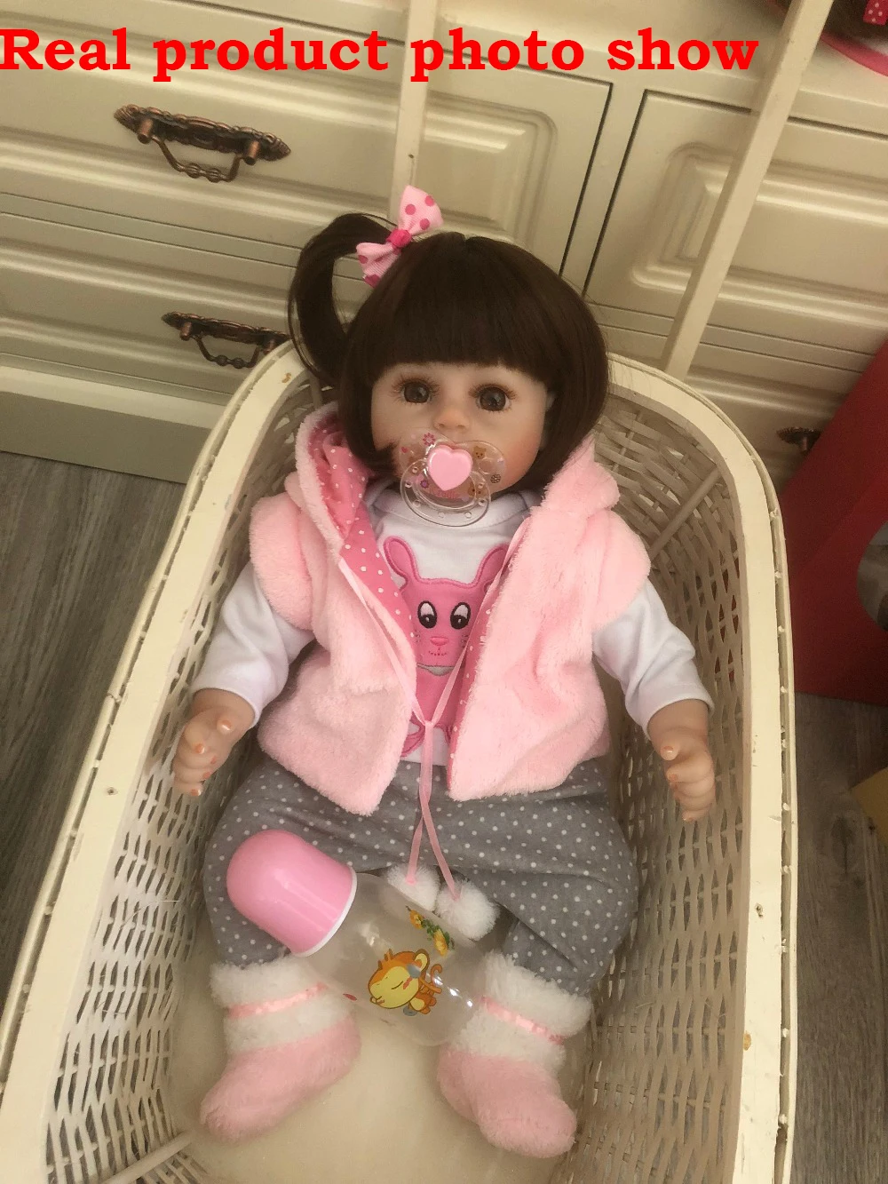 Куклы reborn Girl 19 дюймов реалистичные 48 см мягкие силиконовые куклы розовая