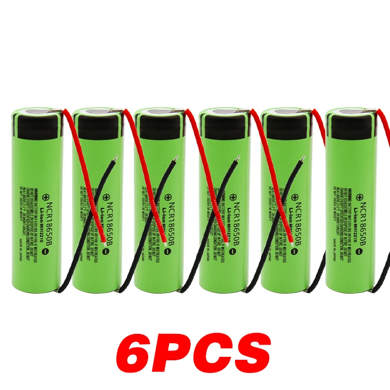 NCR18650B 3,7 в 3400 мАч 18650 литиевая аккумуляторная батарея для Panasonic фонарик батареи+ DIY провода - Цвет: 6PCS