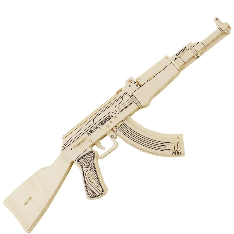Горячая Robotime 3D деревянные пазлы AK47 модель оружия наборы JZ404 Diy строительный блок головоломки игрушки для детей Рождественский подарок