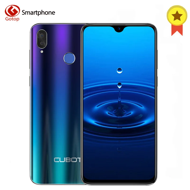 Cubot R15 Android 9,0 19:9 2 Гб 16 Гб MT6580P четырехъядерный смартфон со сканером отпечатков пальцев 6,2" экран капли воды двойная задняя камера Celular