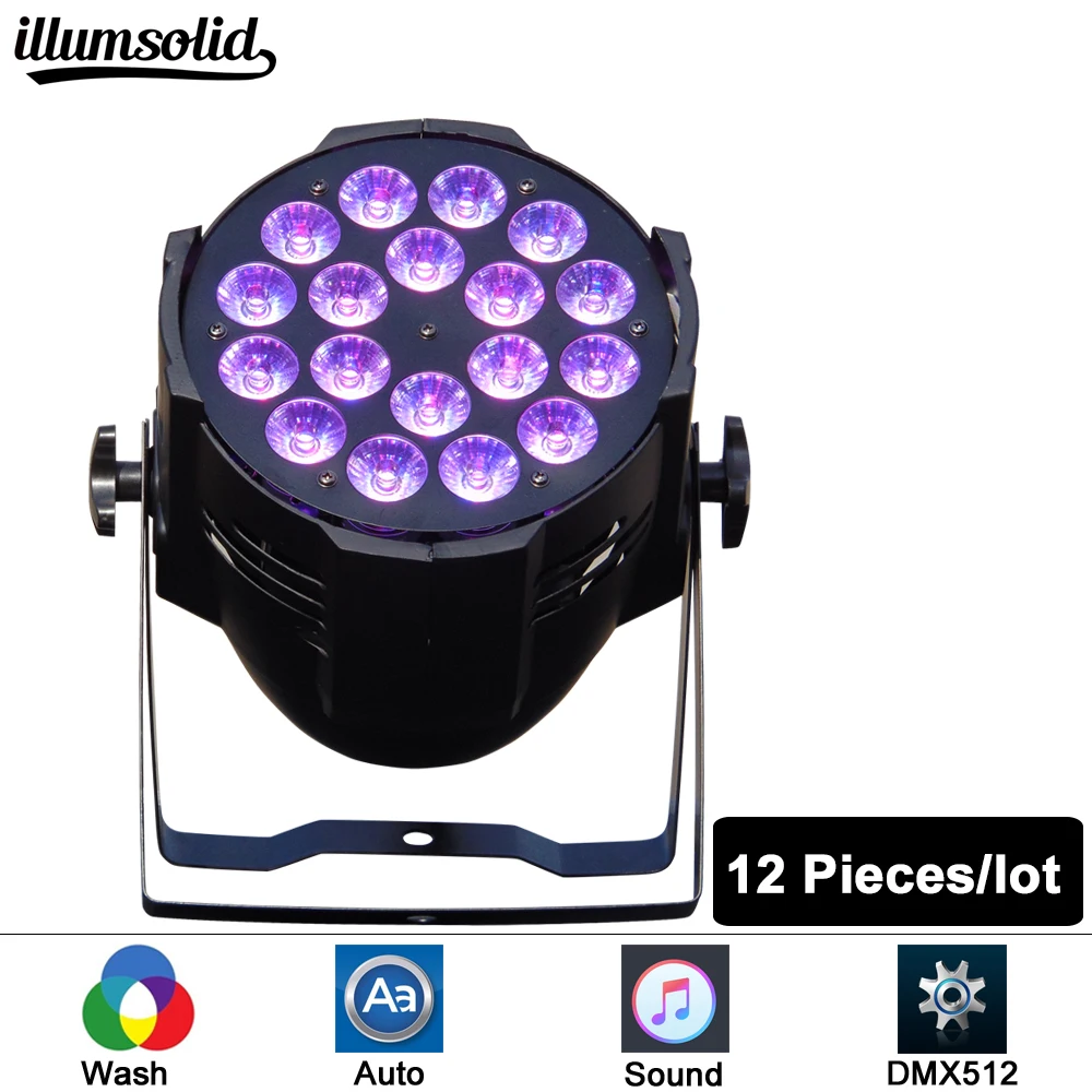 12 шт./лот Новый DMX DJ открытый 18x12 Вт rgbw освещение par 64 led Цвет dmx свадебный