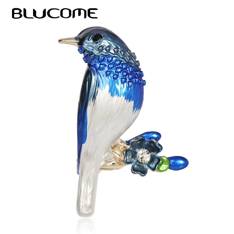 

Blucome Vivid Colorful Brooches Bird Crystal Enamel Animal Jewelry For Clothing Suit Pocket Sweater Child Women Men Pin Ornament