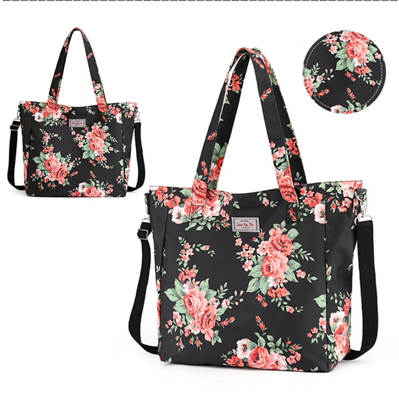 

Printing Nylon Shoulder Messenger Bag Beach Bolsa Feminina Fashion Women Handbag Big Size Tote Ladies Casual Flower