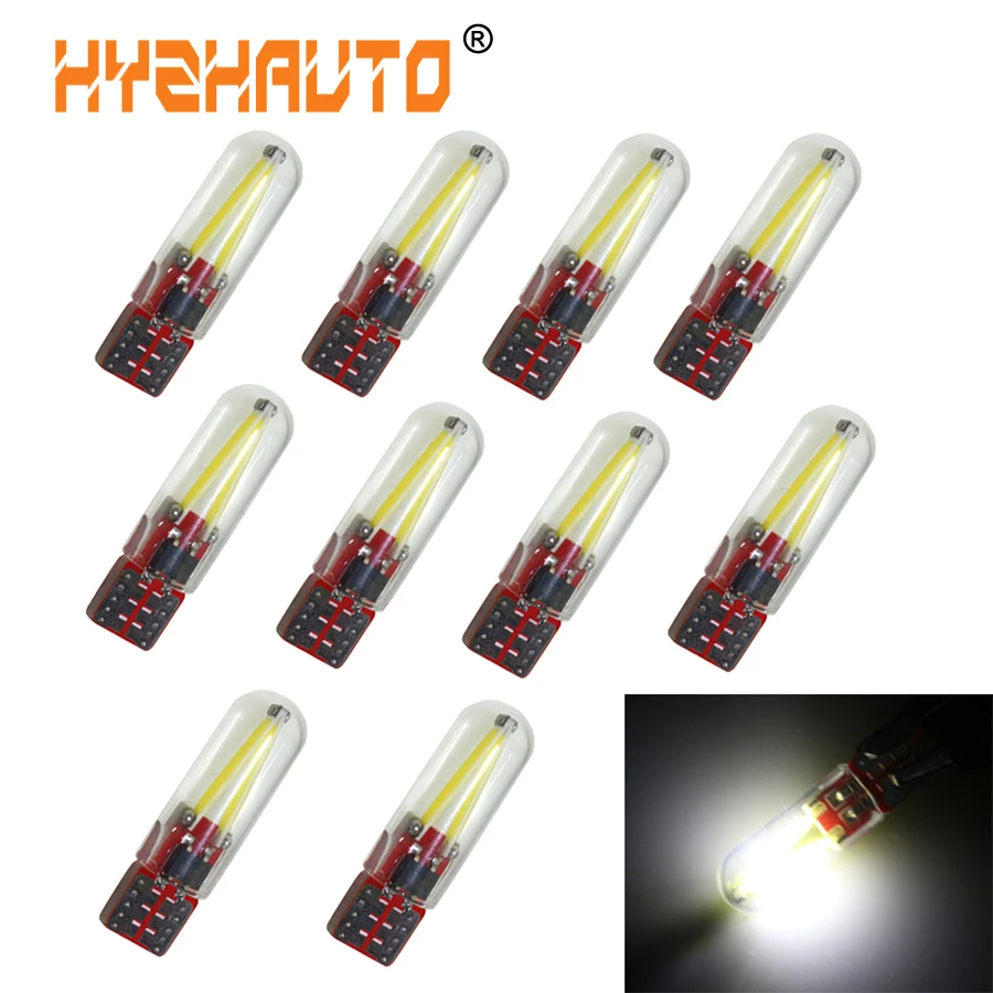 HYZHAUTO T10 W5W светодиодный автомобильный купол с нитью накаливания, клинообразный светильник для чтения, поворота, автомобильный Стайлинг, теплый белый, голубой, красный, желтый, 10 шт