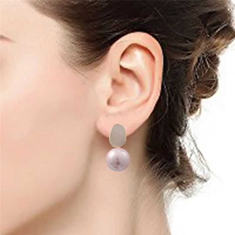 Женские серьги-пусеты Pinksee металлические геометрические с искусственным