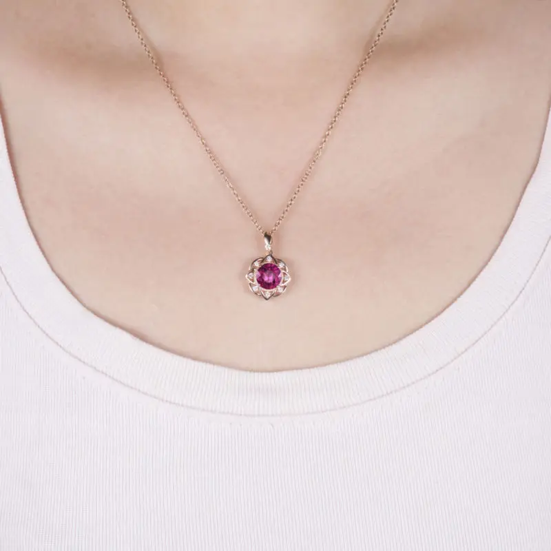 Красная подвеска с рубином из розового золота 14 к ювелирные изделия для