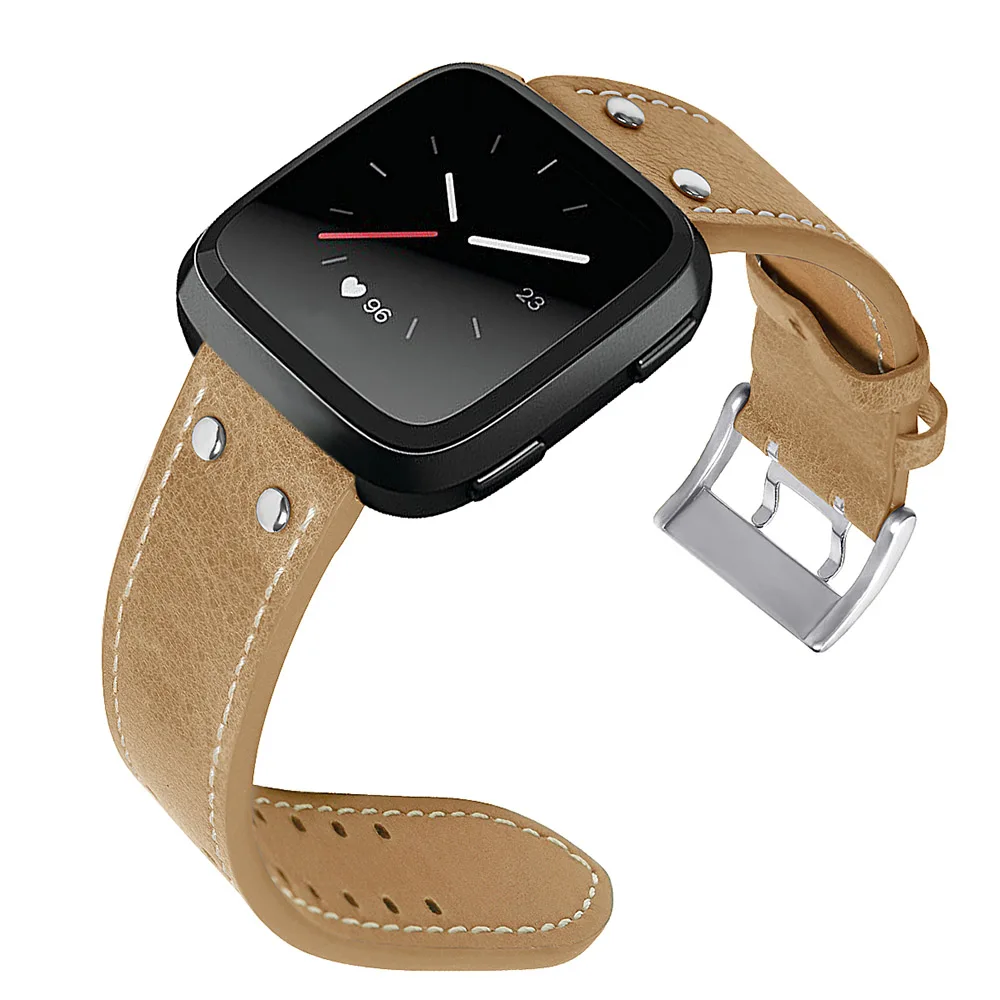 Tschick заменяет Мужские t кожаные ремешки для Fitbit Versa, натуральная кожа Versa ремешок с металлической пряжкой Фитнес браслет ремешок для женщин и мужчин