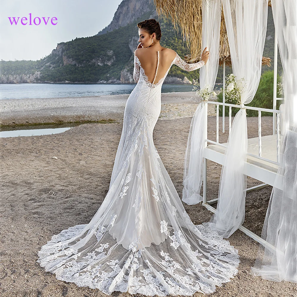 Robe de mariee New arrival 2022 Summer Beach Wedding Dress with Straps White Open Back Mermaid Dresses Vestige De Noiva | Свадьбы и