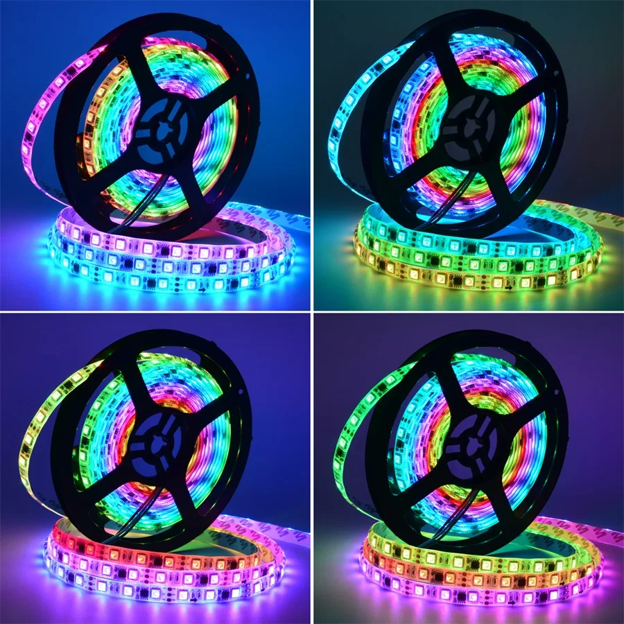 Новый стиль DC12V 5 м/рулон WS2811 Светодиодная лента SMD 5050 RGB 30led/M 60leds/m PCB белый