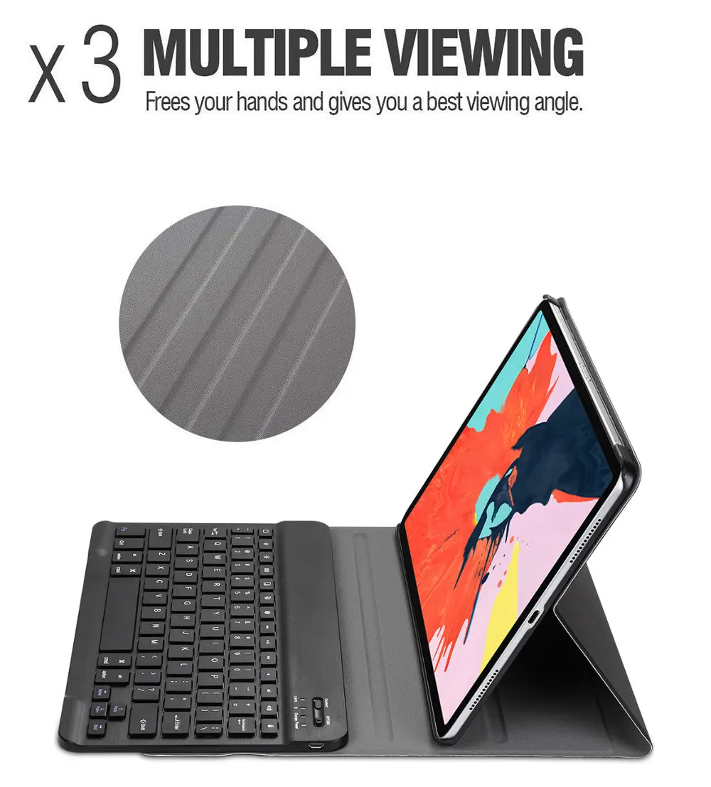 Для iPad Pro 11 Планшет ультра тонкий из искусственной кожи чехол+ Съемный беспроводной Bluetooth русский/испанский/Иврит Клавиатура