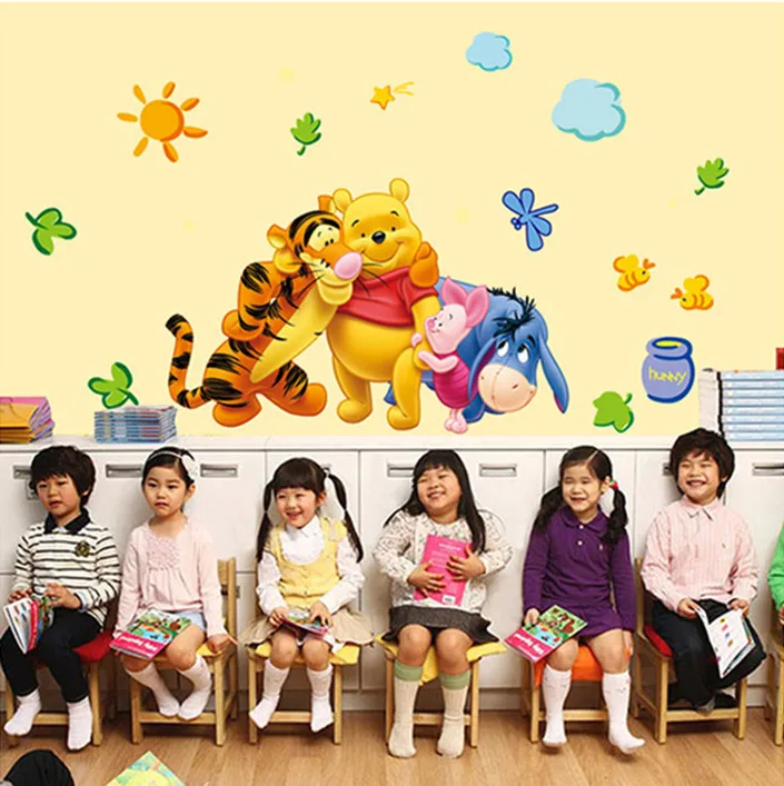 Маленький Медведь Дерево животные мультфильм наклейки на стену для детской