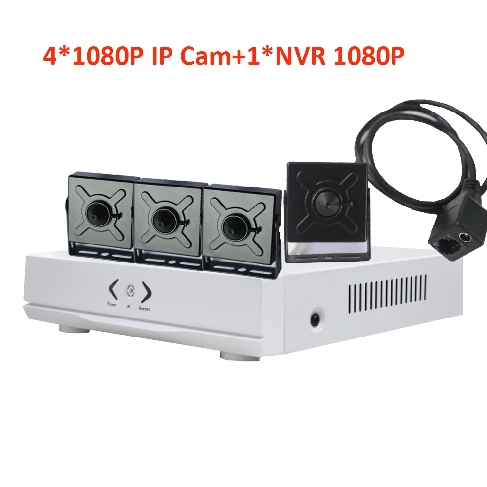 Все в одном 4 шт. 1080 P мини IP камера и 4ch NVR системы видеонаблюдения безопасности indoor