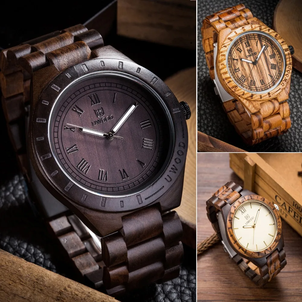 

2018 Uwood New Arrival Black Wood Watch For Men Fashion Gift MUYES Wooden MIYOTA Quartz Movement Analog Men`s Fashion Wristwatch