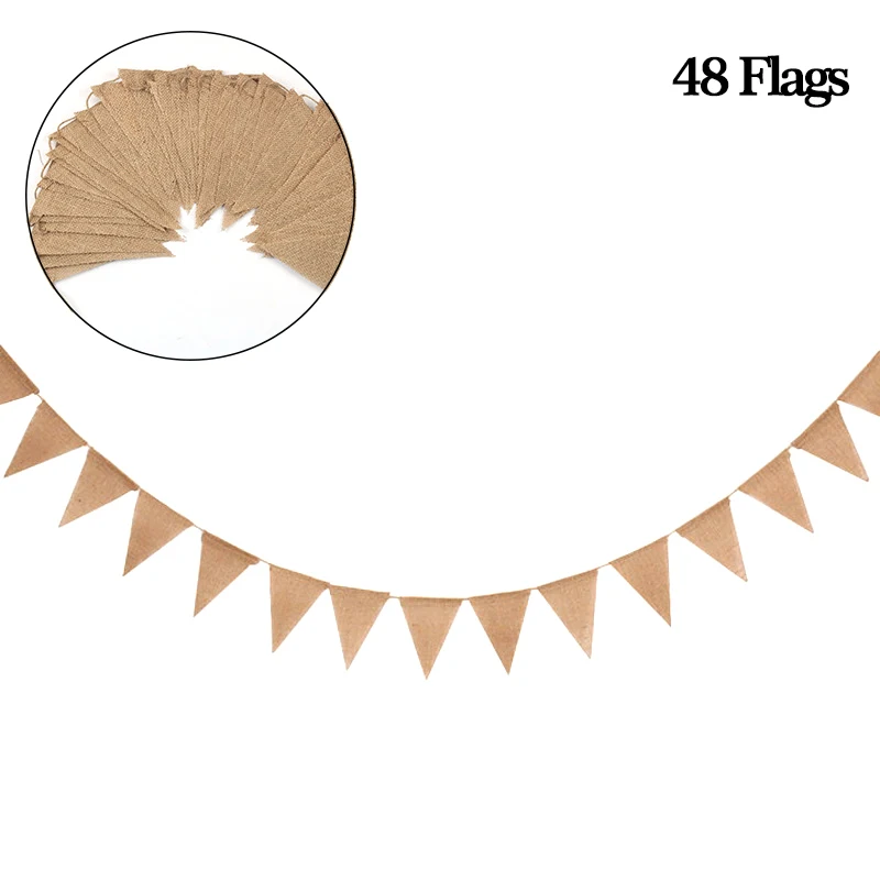 

Винтажный шикарный джутовый баннер, 5 шт., 48 флагов, флажки, деревенские украшения для свадебной вечеринки, реквизит для фотосъемки, товары для рукоделия, 36 футов