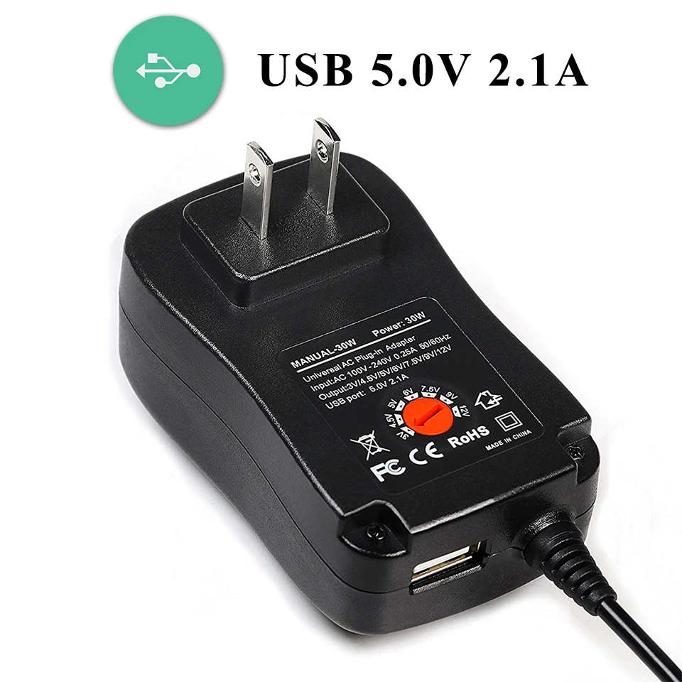 AC DC Мощность адаптер 3 В 4 5 6 7 9V 12V 2A Регулируемый USB универсальный Зарядное