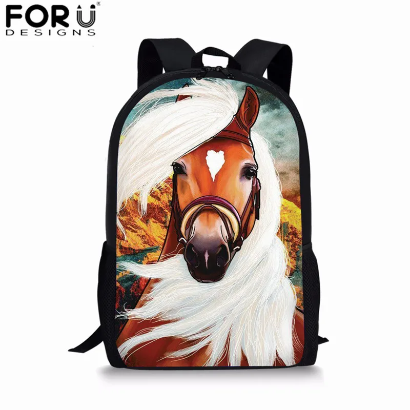 L4337C FORUDESIGNS/3d рюкзаки с рисунком лошади для Дети Мальчики Школа сумка дети ежедневно сумки для школы 3 шт./компл. Crazy Horse Рюкзак - Цвет: L4337C