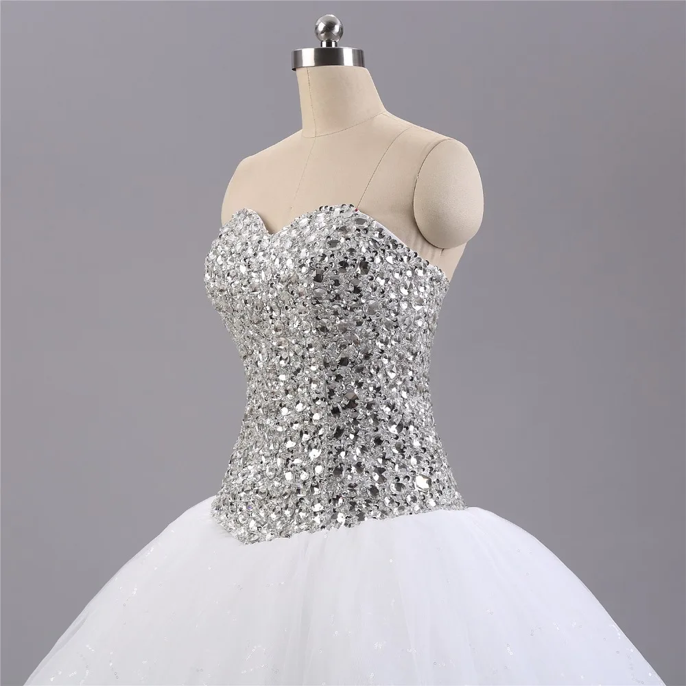 BRLMALL Sparkly Милая Спинки Свадебное Платье Из Бисера Кристалл Свадебные Платья