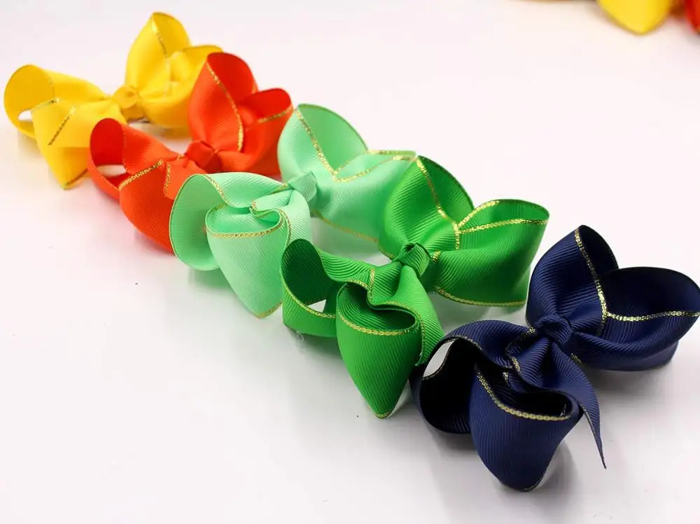 Банты для девочек 40 шт. 4 дюйма банты из корсажной ленты Аллигатор зажимы волос