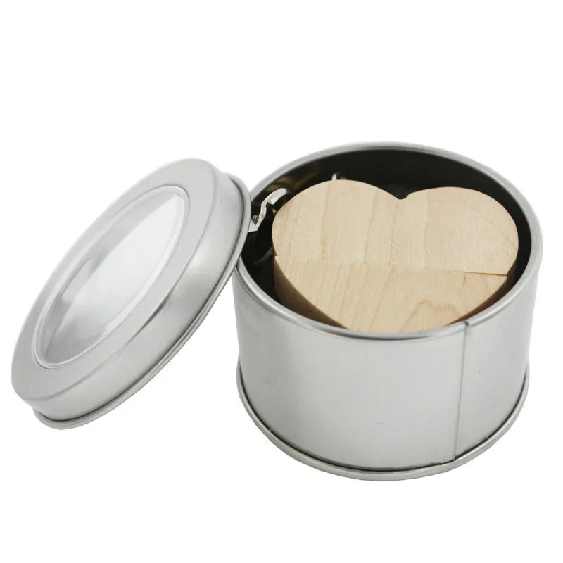 maple wood JASTER usb флеш-накопитель с деревянным сердцем и металлической коробкой, 4 ГБ, 16 ГБ, 32 ГБ, 64 ГБ, карта памяти, u-диск, логотип, гравировка, свадебный подарок - Цвет: maple wood