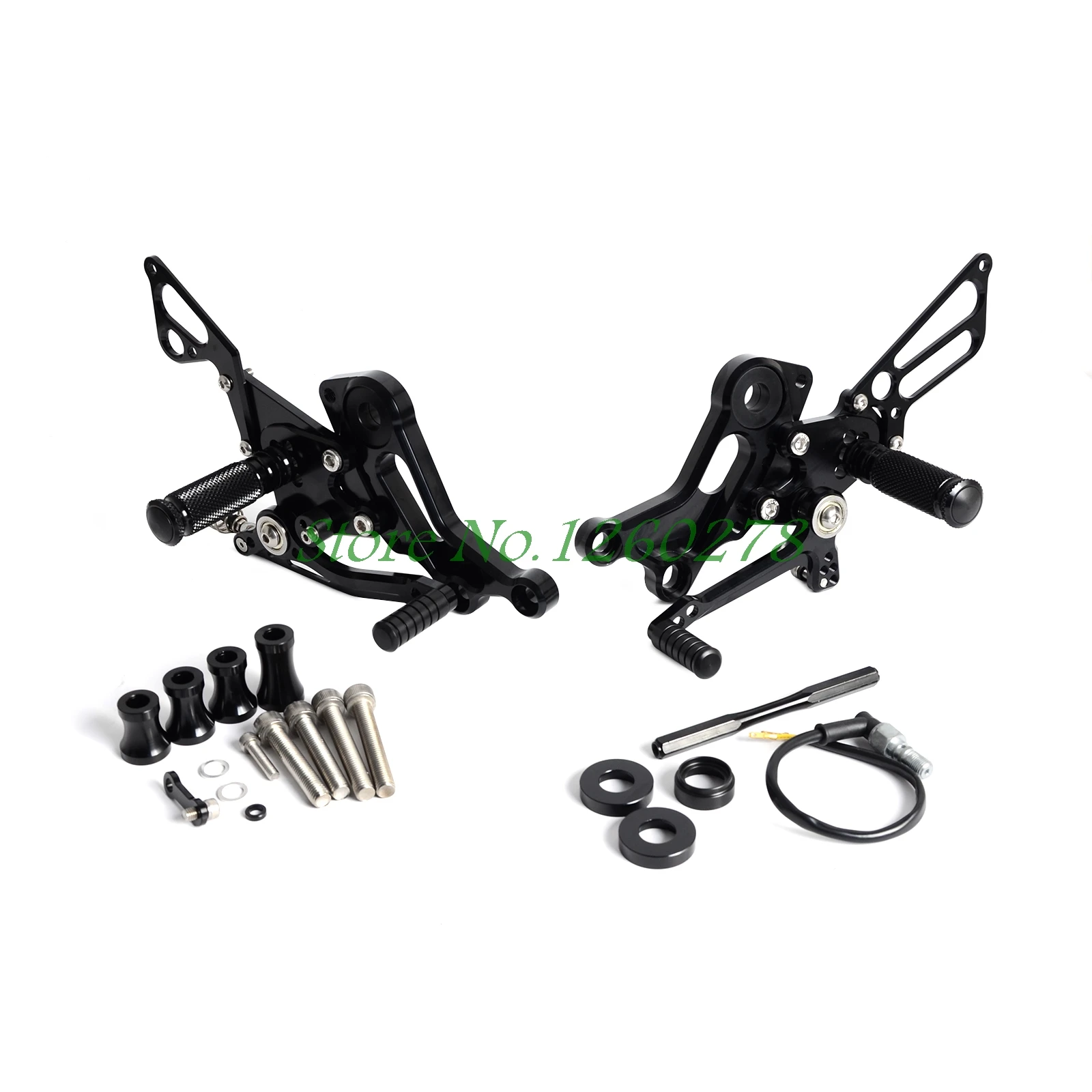 Black CNC Регулируемые подножки Rearset подножки задние наборы с переключателем тормозной светильник для Ducati Monster 696 796 1100 S EVO 2008-2013 - Цвет: Black