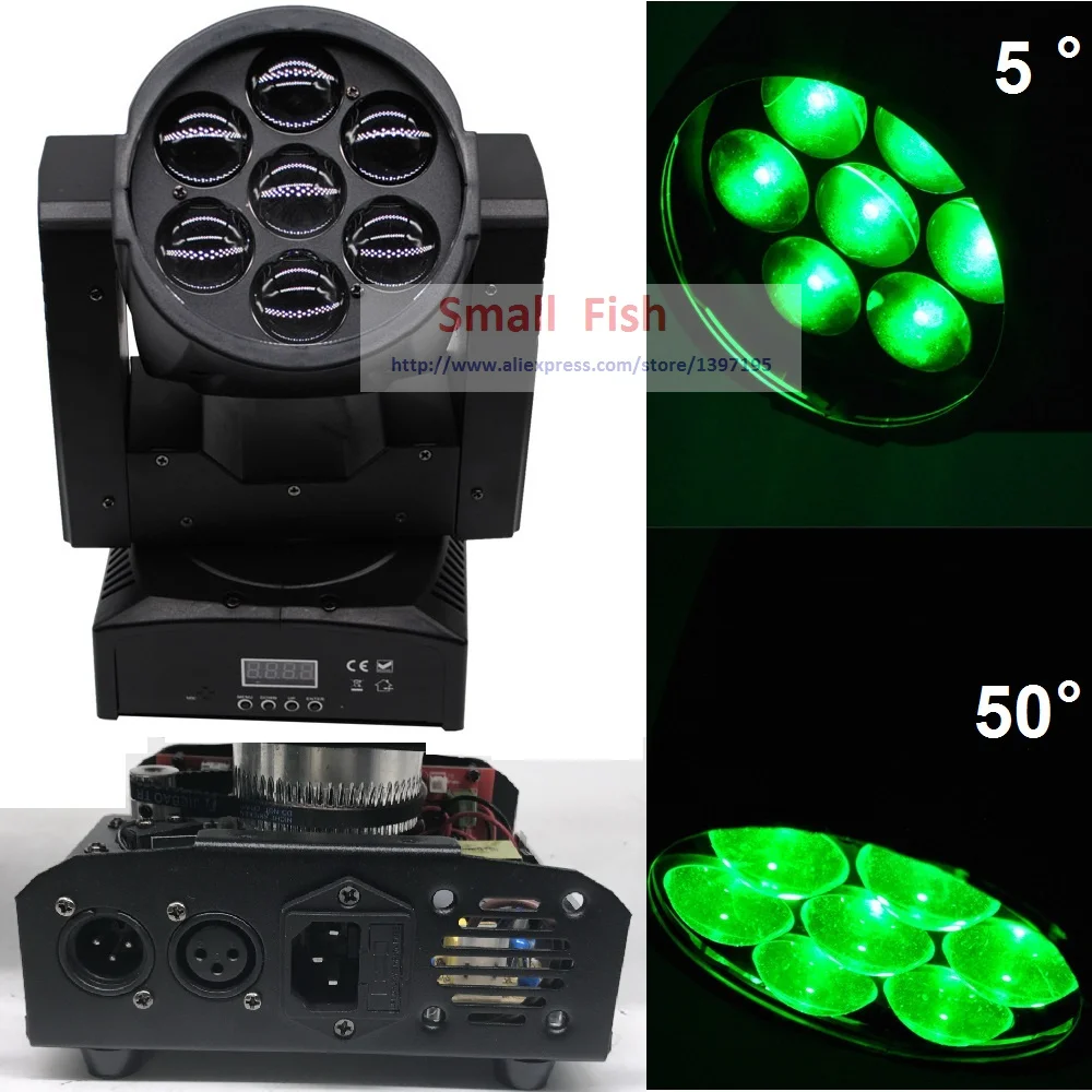 DJ Equipment LED Moving Head Light Beam Zoom 7x15W High Power RGBW 4IN1 Color Mixing 15 CH Channels Laser Dj DMX Disco Lights |