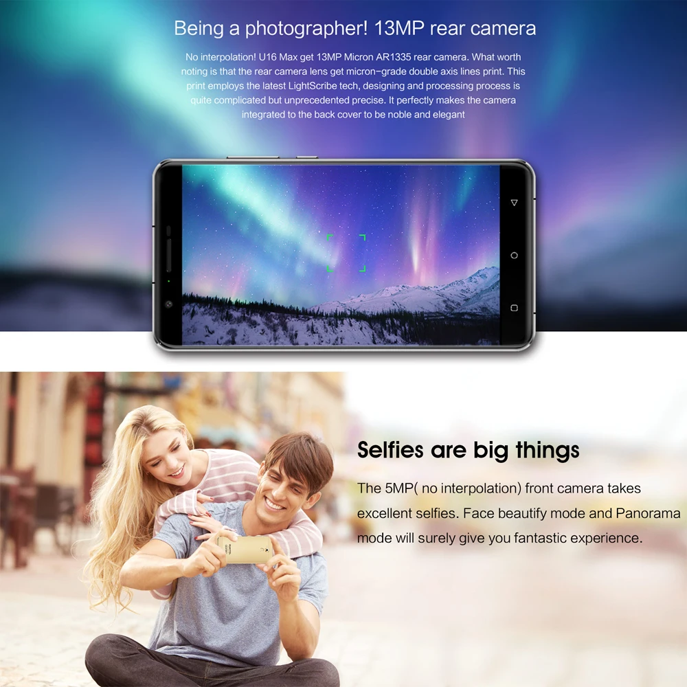 Oukitel U16 max 4 г LTE смартфон MTK6753 Octa Core 6.0 дюйм(ов) сотовый телефон Android 7.0 3 ГБ + 32 13MP