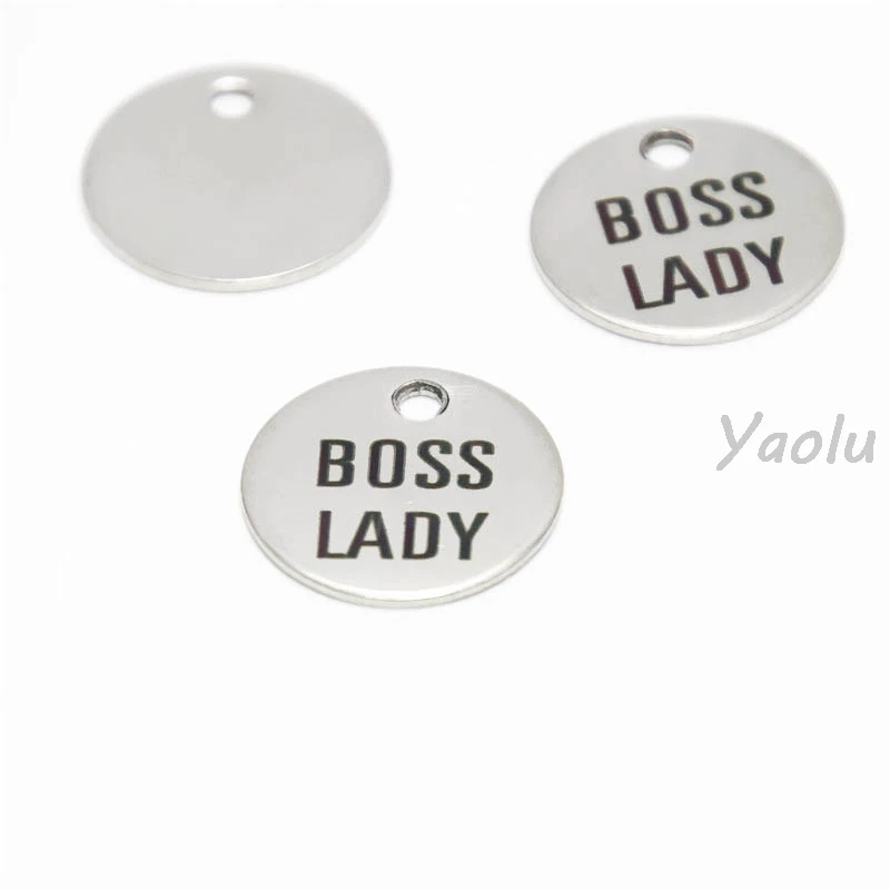 

10 шт./лот Boss Lady disc charm подвеска из нержавеющей стали с мотивацией 20 мм