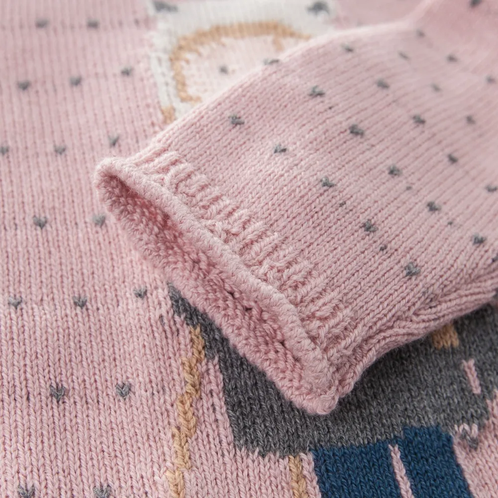 DB3977 dave bella/осенний розовый свитер для маленьких девочек Свитера детей одежда