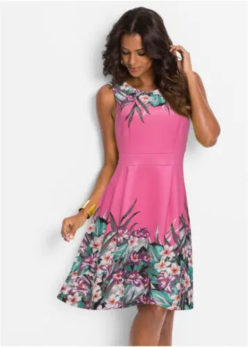 Стильное летнее винтажное платье без рукавов с высокой талией длиной до колена