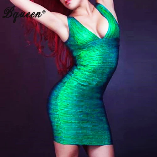 Новинка 2017 года золотистое сексуальное Клубное Бандажное облегающее платье Bqueen