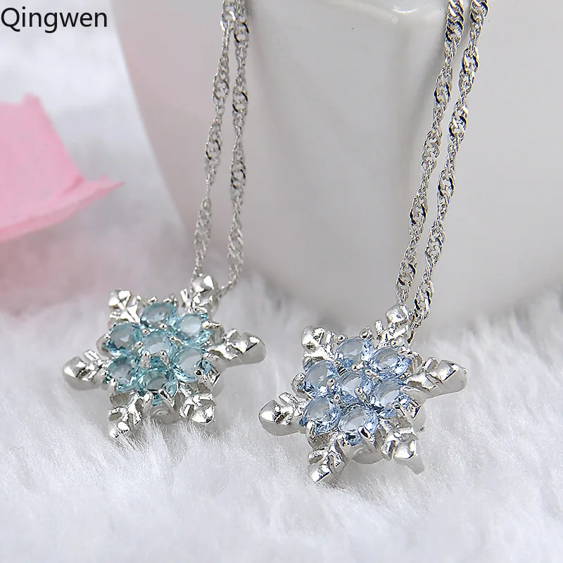 Очаровательная винтажная женская синяя подвеска-Снежинка цинвэнь Циркон