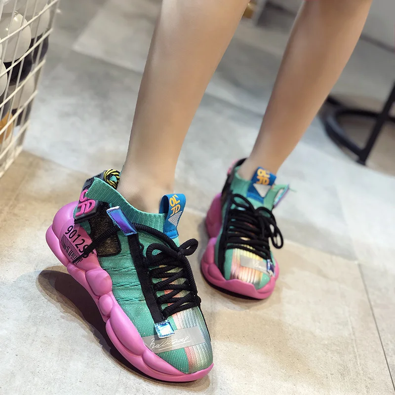 Дышащие сникерсы женская обувь на толстой подошве Новая с воздушным шаром 2019