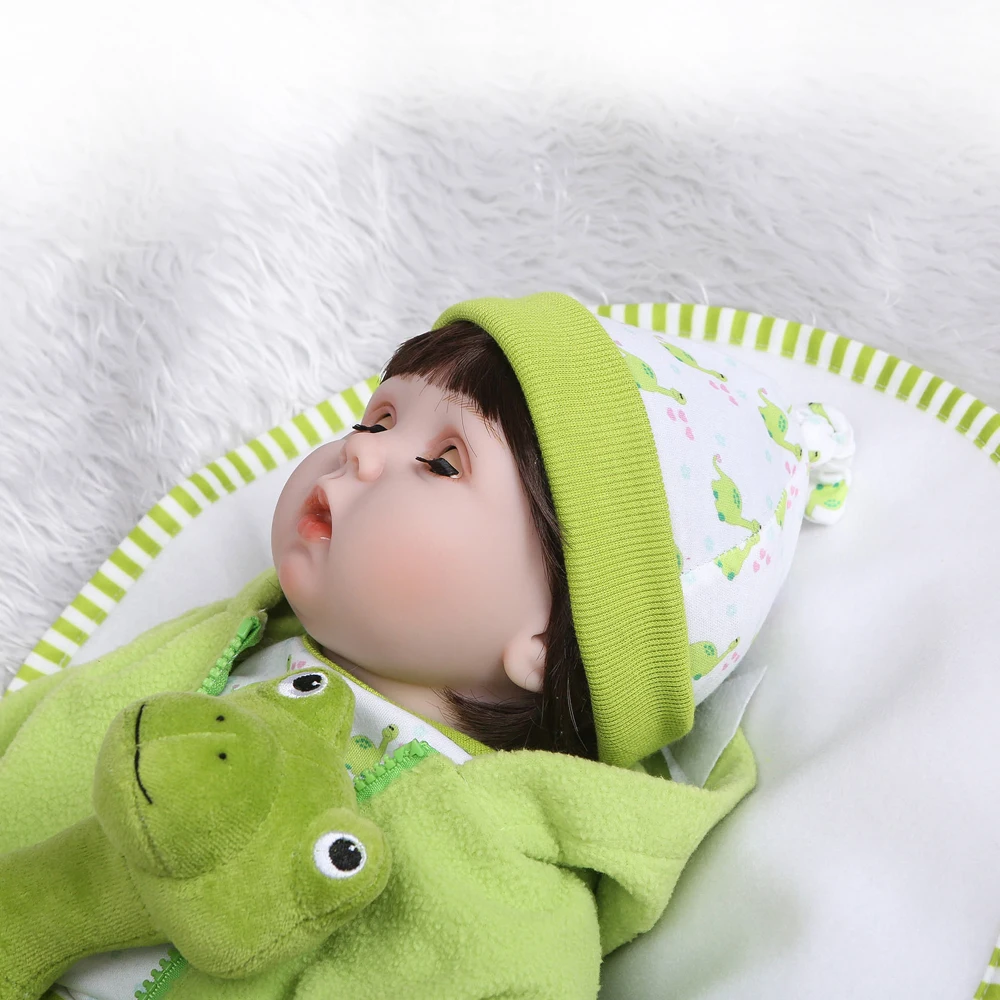 2" Девочка Кукла reborn силиконовые виниловые игрушки детям мигание глаза зеленые зверь+ одеяло кукла bebe жив возрождается младенцы куклы