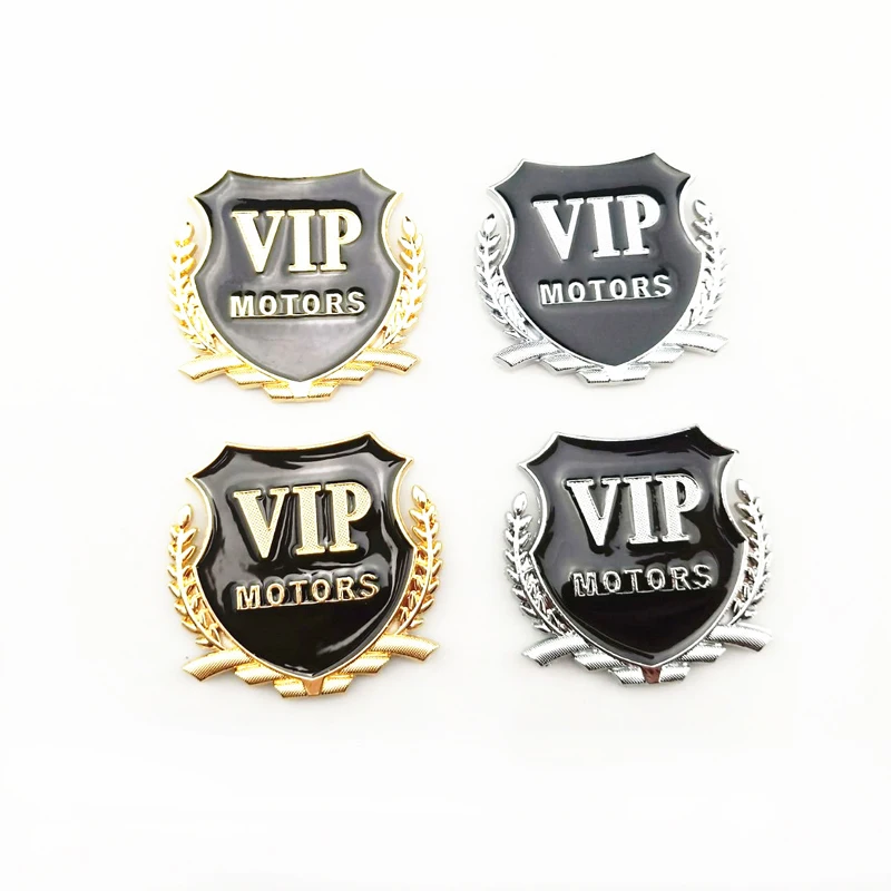 

2Pcs new car stickers VIP MOTORS metal car chrome logo badge decals door and window body car decoration DIY sticker car decorati