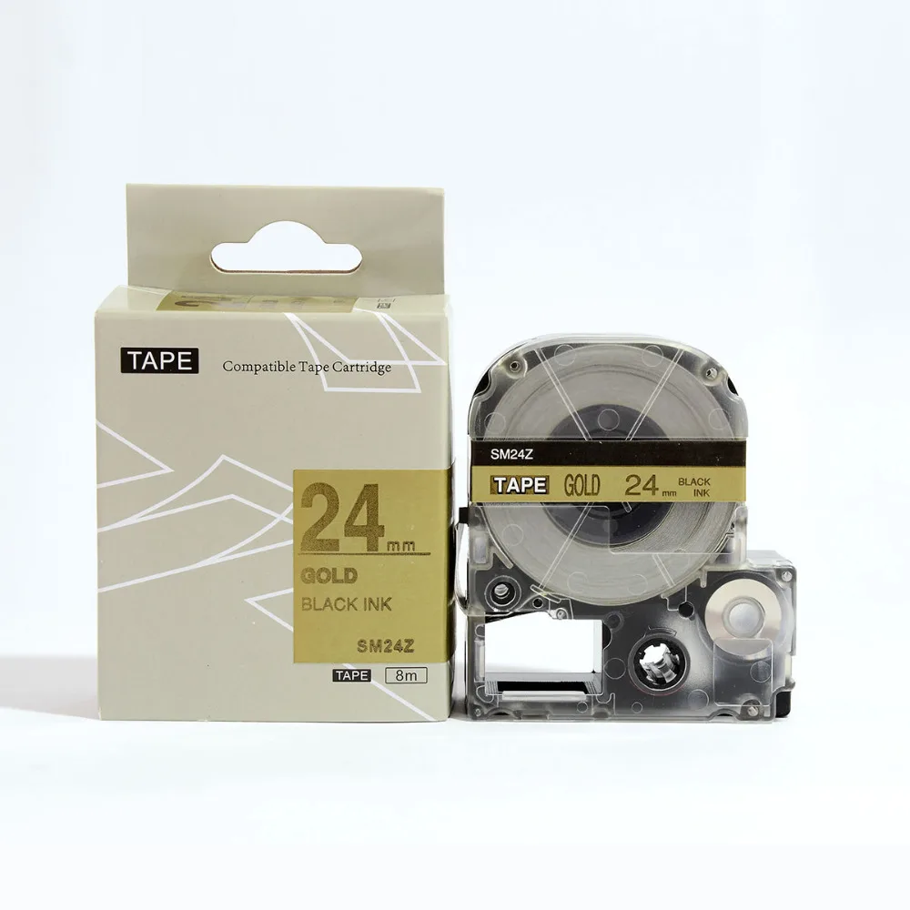 

Free ship 3PK/lot KINGJIM SM24ZW black on Gold for labelworks SM24ZW compatible for LW-300 LW-400 labelling maker label tapes