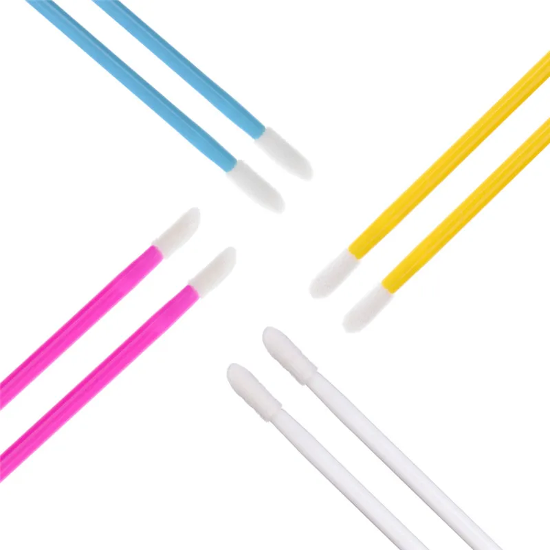 50Pcs/Pack Disposable Lip Brush Kit Flurry Head Eyelash Cosmetics Make Up Tools Lipstick Gloss Wands Applicator 4Colors | Красота и