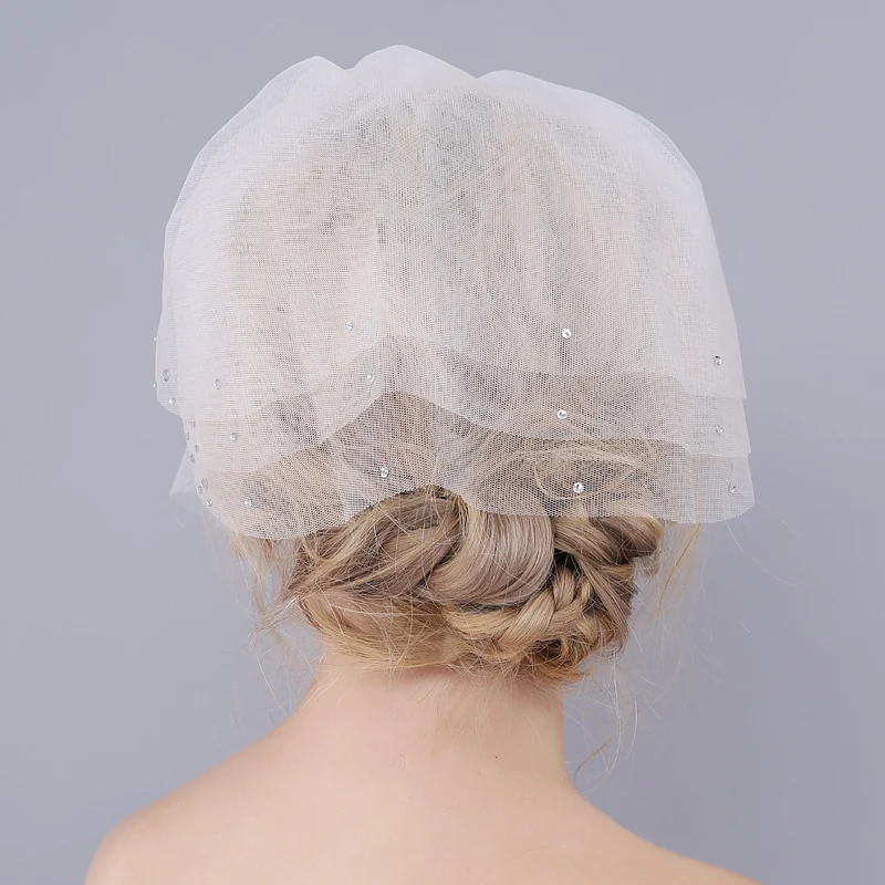 Elegant Romantic Short Beads wedding veils Light Ivory Veil for Wedding Bridal Tulle in High Quality | Свадьбы и торжества