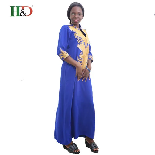 H& D Африканское Макси-платье для женщин, одежда vetement africaine femme, Вышитое Платье из традиционного батика, одежда Дашики - Цвет: Синий
