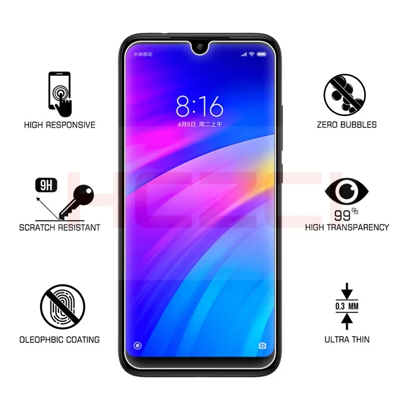 HCZCI для Xiaomi Redmi 7 стеклянный протектор экрана Высокое качество 2.5D 9H HD Закаленное
