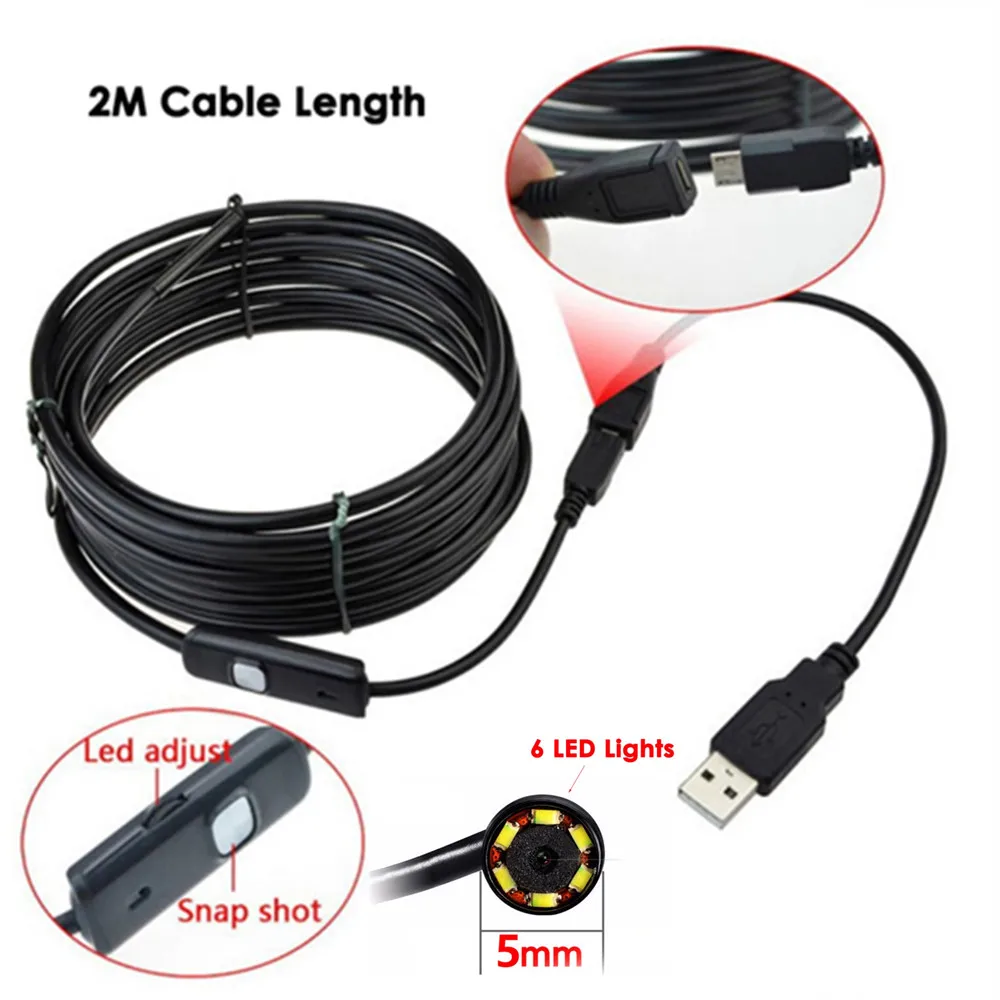 Камера эндоскоп USB 5 мм 2 м Android OTG|usb borescope camera|camera flexibleendoscope camera |