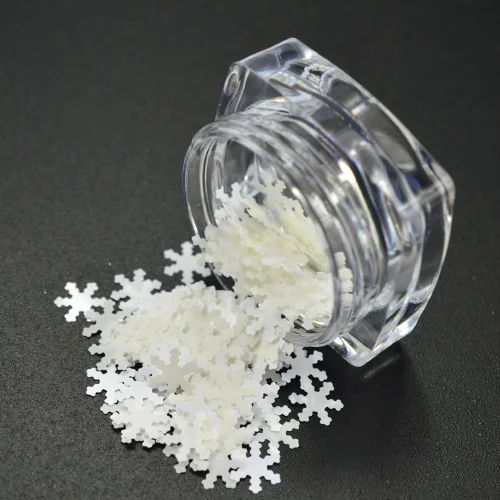 White 1 шт 3D Красочные Снежинки Зимний Рождественский стиль ногтей блеск наклейки порошок Гель Инструменты для украшения для ногтей своими руками TR396 - Цвет: White