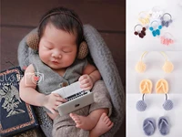 newborn photography props mini slippers headset baby photo wool woven props