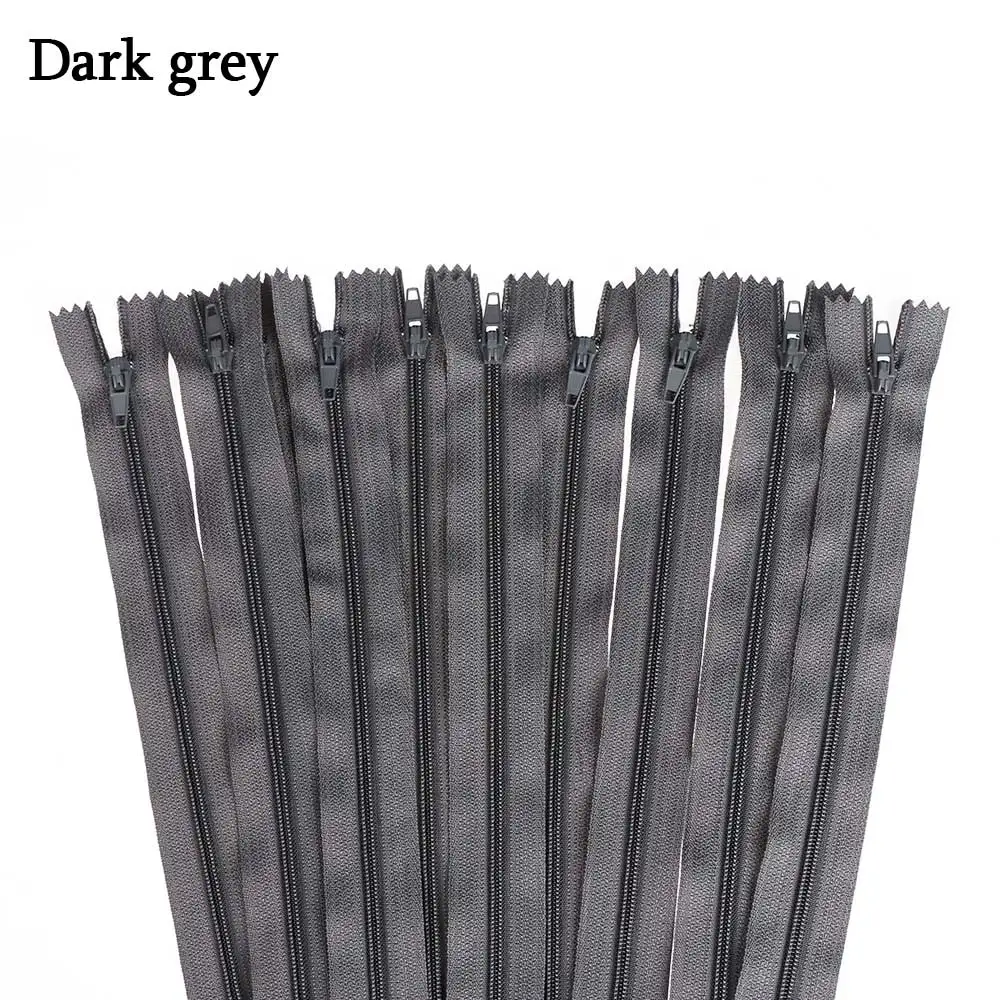 dark grey 10 шт./лот красочные нейлоновые катушки молнии портной одежды шитье близкого конца ручной работы для брюк одежды DIY аксессуары - Цвет: dark grey