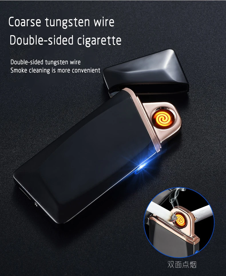 110 креативная металлическая Двусторонняя светящаяся USB перезаряжаемая зажигалка