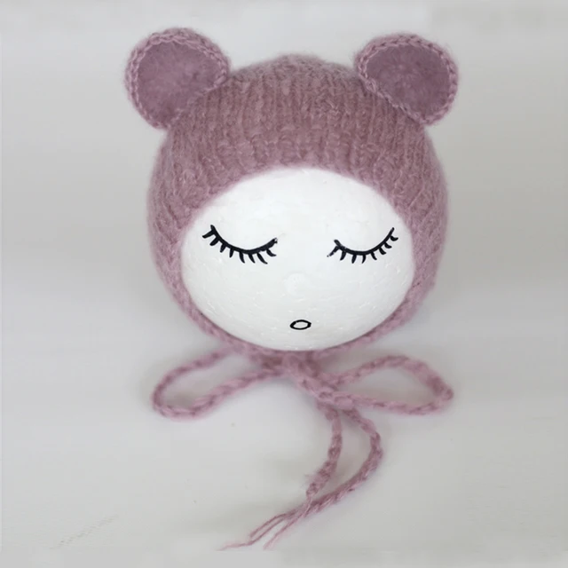 Newborn Mohair Ear Bear Hat Bonnet Baby Infant 4